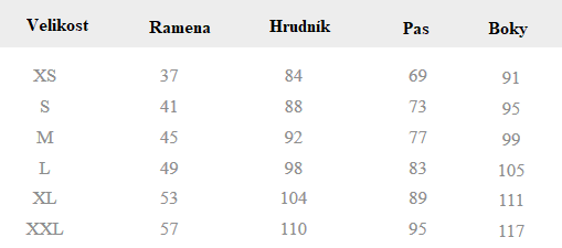 tabulka velikostí topy wrangler dámské